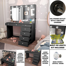 Boahaus Diana Makeup Vanity Desk with Built-in Lights, Storage & USB Ports | Premium Design (OSTK)