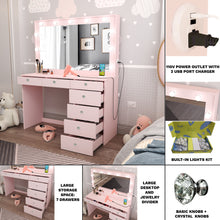 Boahaus Diana Makeup Vanity Desk with Built-in Lights, Storage & USB Ports | Premium Design (OSTK)