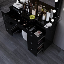 Boahaus Freya Makeup Vanity Desk with Lights, Crystal Knobs & Ample Storage