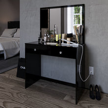 Boahaus Doris Makeup Vanity Table with Glass Top and Two Drawers | Elegance Redefined