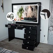 Boahaus Theia Makeup Vanity Table with Glass Top, Storage & LED Light Strip | Sophisticated Elegance