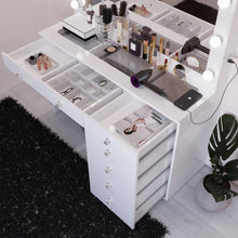 Boahaus Serena Makeup Vanity Table with Built-In Lights & Glass Top | Elegance Redefined