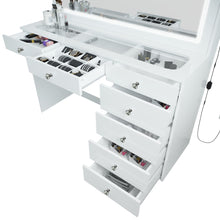 Boahaus Theia Makeup Vanity Table with Glass Top, Storage & LED Light Strip | Sophisticated Elegance