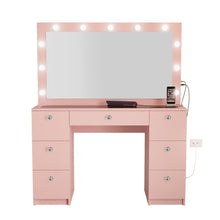 Yara Lighted Vanity with Glass Top and Crystal Knobs – Elegance Redefined