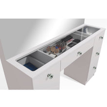 Boahaus Venus Makeup Vanity Table with Glass Top & Power Outlet | Elegance Redefined