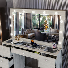 Yara Lighted Vanity with Glass Top and Crystal Knobs – Elegance Redefined
