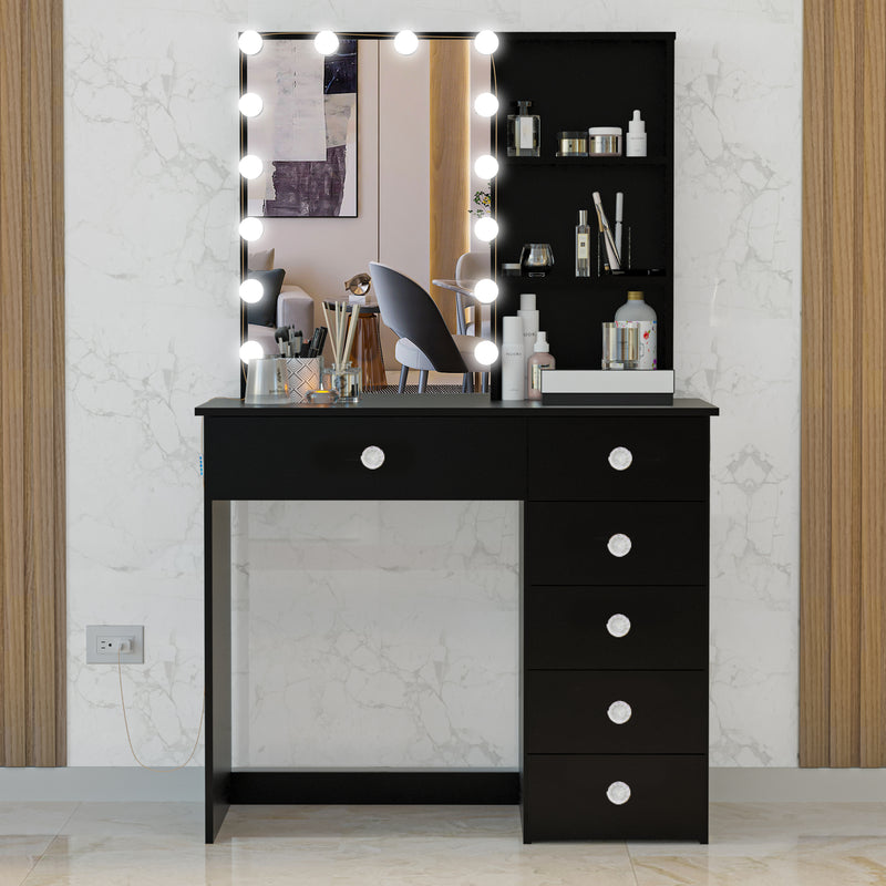 Xanthe Vanity Desk with LED Lights & HD Mirror (OSTK)