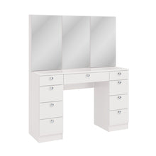 Boahaus Lily Makeup Vanity Table with Frameless Cabinet Mirrors & Glass Top | Elegance Redefined