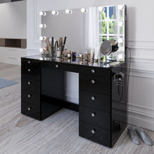 Boahaus Orla Makeup Vanity Table with Built-in Lights, USB Ports & Glass Top | Premium Design (OSTK)
