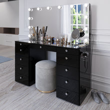 Boahaus Orla Makeup Vanity Table with Built-in Lights, USB Ports & Glass Top | Premium Design (OSTK)