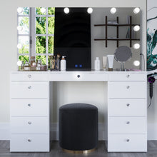 Boahaus Orla Makeup Vanity Table with Built-in Lights, USB Ports & Glass Top | Premium Design (OSTK)