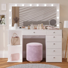 Boahaus Louise Lighted Vanity Table with Glass Top | White Premium Design (OSTK)