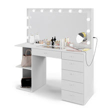 Boahaus Louise Lighted Vanity Table with Glass Top | White Premium Design (OSTK)