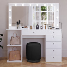 Boahaus Louise Lighted Vanity Table with Glass Top | White Premium Design