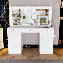Boahaus Kiana Lighted Vanity Table with Glass Top | White Premium Design (OSTK)