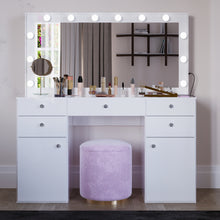 Boahaus Kiana Lighted Vanity Table with Glass Top | White Premium Design (OSTK)
