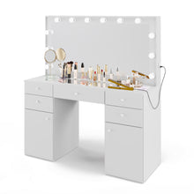 Boahaus Kiana Lighted Vanity Table with Glass Top | White Premium Design (OSTK)