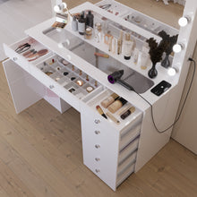 Boahaus Jezebel Lighted Vanity Table with Glass Top | White Premium Design (OSTK)