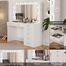 Boahaus Diana Makeup Vanity Desk with Built-in Lights, Storage & USB Ports | Premium Design (OSTK)