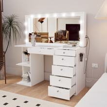 Boahaus Louise Lighted Vanity Table with Glass Top | White Premium Design