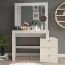 Boahaus Eleanor Vanity Table with Large Mirror and Three Drawers | White Elegance Redefined