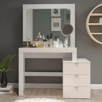 Boahaus Eleanor Vanity Table with Large Mirror and Three Drawers | White Elegance Redefined