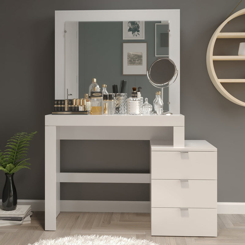 Boahaus Eleanor Vanity Table with Large Mirror and Three Drawers | White Elegance Redefined