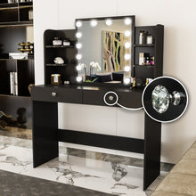 Boahaus Sophie Lighted Vanity Desk with Customizable Knobs | Black Elegance Redefined
