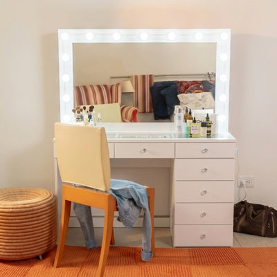 Jane Vanity Desk with Add-On Lighted Mirror