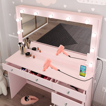 Boahaus Diana Makeup Vanity Desk with Built-in Lights, Storage & USB Ports | Premium Design