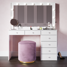 Sara Makeup Vanity with Crystal Knobs, Bright Lights, and Charging Station | Premium Boahaus Vanity