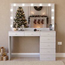 Boahaus Diana Makeup Vanity Desk with Built-in Lights, Storage & USB Ports | Premium Design