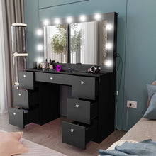 Freya Makeup Vanity Desk with Lights, Crystal Knobs & Ample Storage