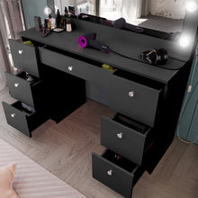 Freya Makeup Vanity Desk with Lights, Crystal Knobs & Ample Storage