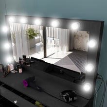 Freya Makeup Vanity Desk with Lights, Crystal Knobs & Ample Storage