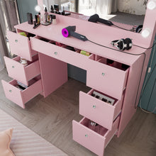 Freya Makeup Vanity Desk with Lights, Crystal Knobs & Ample Storage