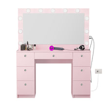 Freya Makeup Vanity Desk with Lights, Crystal Knobs & Ample Storage