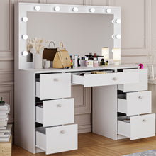 Freya Makeup Vanity Desk with Lights, Crystal Knobs & Ample Storage