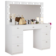 Freya Makeup Vanity Desk with Lights, Crystal Knobs & Ample Storage