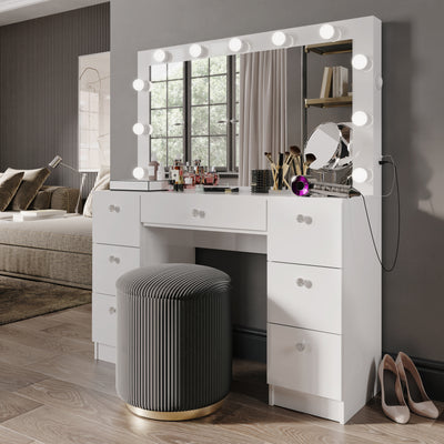 Tess Makeup Vanity with Built-In Lights, USB Ports, and Sleek Design | Premium Boahaus Vanity