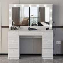 Freya Makeup Vanity Desk with Lights, Crystal Knobs & Ample Storage