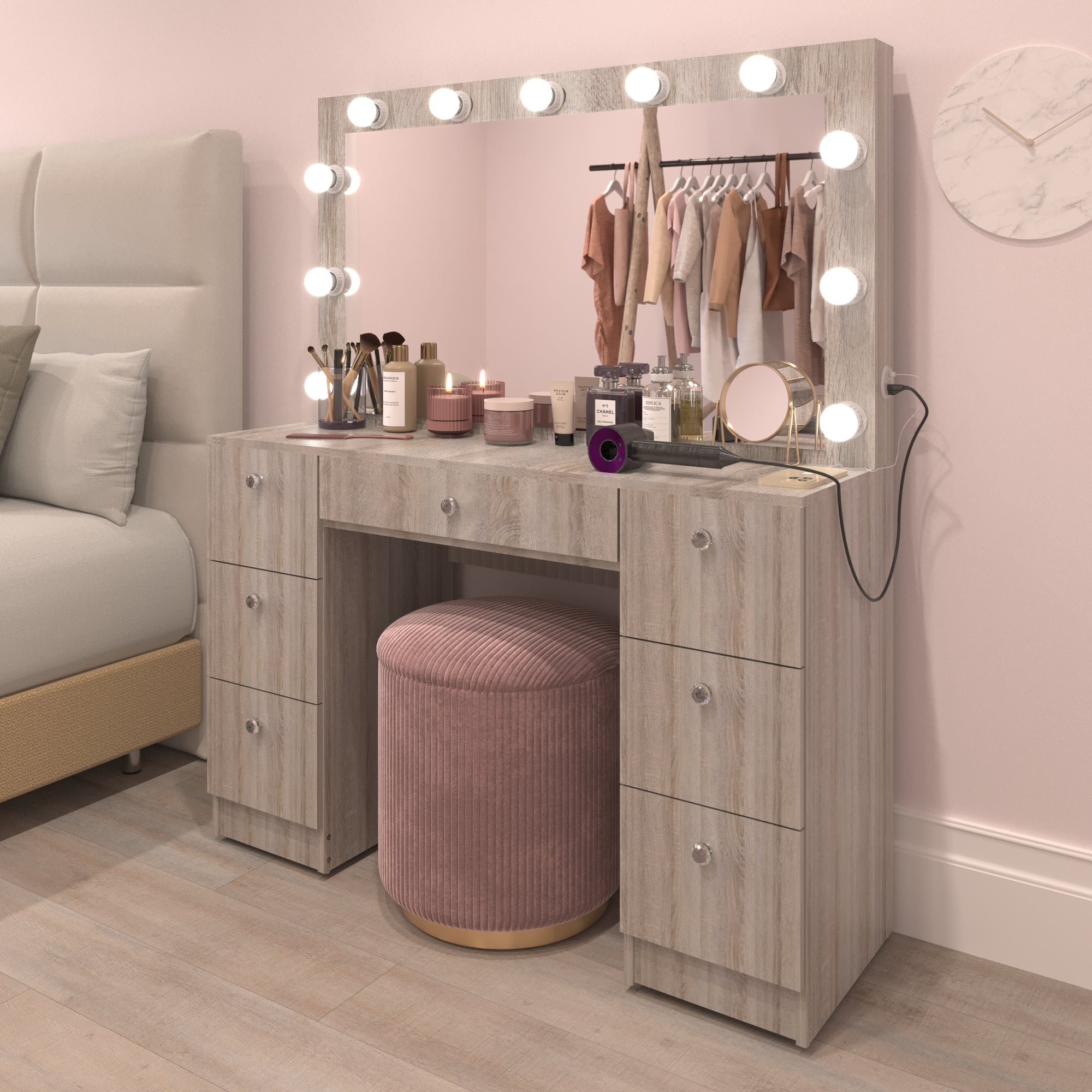 Freya Lighted Makeup Vanity Desk