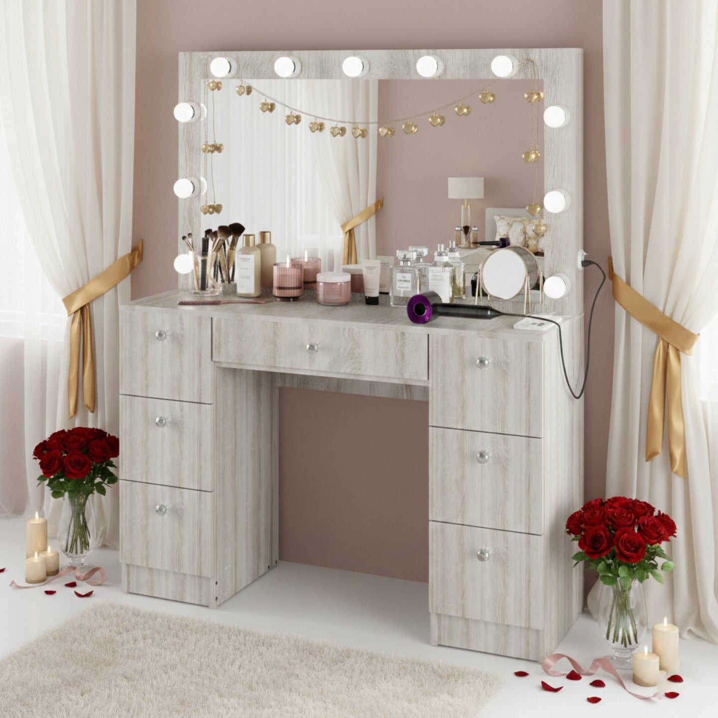 Freya Lighted Makeup Vanity Desk Boahaus Freya Lighted Makeup Vanity Desk Boahaus