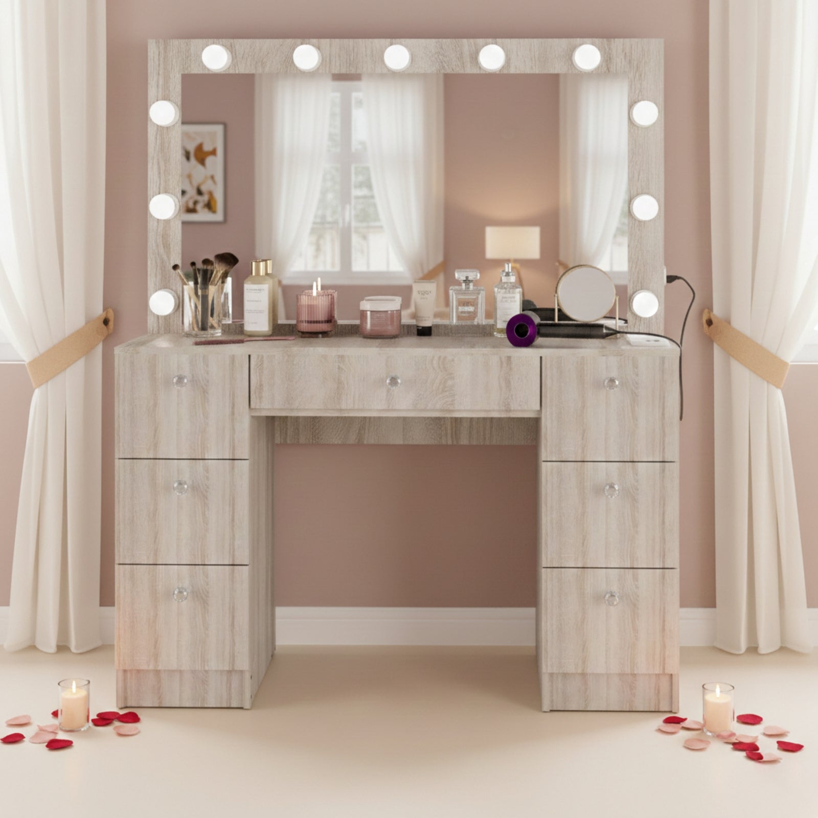 Freya Lighted Makeup Vanity Desk