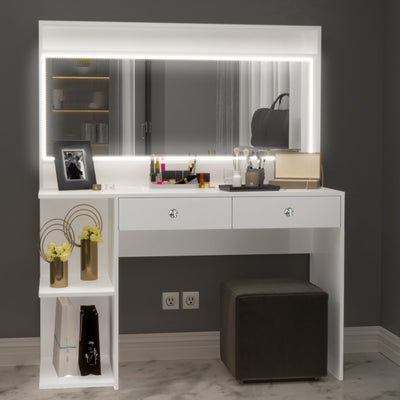 Nixi Lighted Vanity with Adjustable LED Lights & Ample Storage