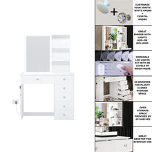 Flora Vanity Desk with LED Lights & Ample Storage