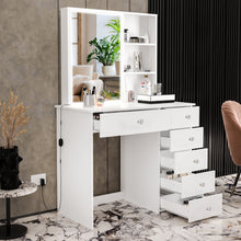 Flora Vanity Desk with LED Lights & Ample Storage