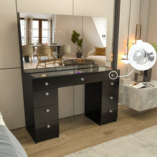 Boahaus Lily Makeup Vanity Table with Frameless Cabinet Mirrors & Glass Top | Elegance Redefined