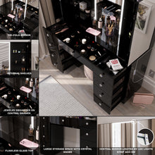 Gia Trifold Makeup Vanity with LED Light Strip, Cabinets, and Modern Design | Premium Boahaus Vanity