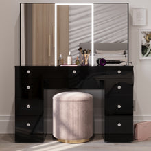 Gia Trifold Makeup Vanity with LED Light Strip, Cabinets, and Modern Design | Premium Boahaus Vanity